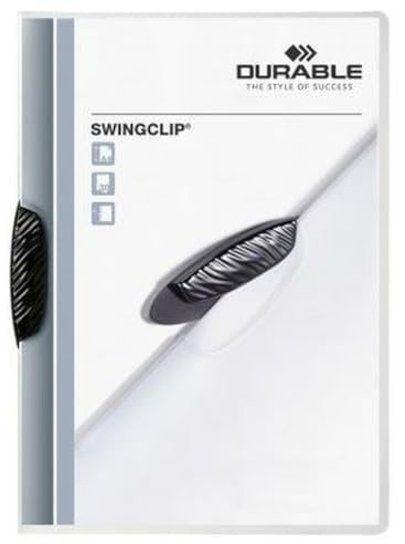 Durable 226001 - Klemmap swingclip 3mm zw/ds 25 Schwarz Präsentations-Mappe Swingclip Report Folder 30 Shts A4 Blk 226001 (PK25)