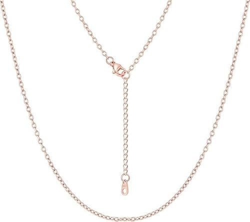FOCALOOK Rose Gold Stainless Steel Necklace 2mm 18Inch Round Rolo Cable Chain for Women