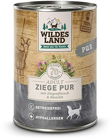 WILDES LAND – Wild | Nassfutter mit extra hohem Fleischanteil und natürlichen Zutaten für ausgewachsene Hunde. Getreidefreies Alleinfutter ohne Zusatzstoffe in der Dose | 6x400g Wild