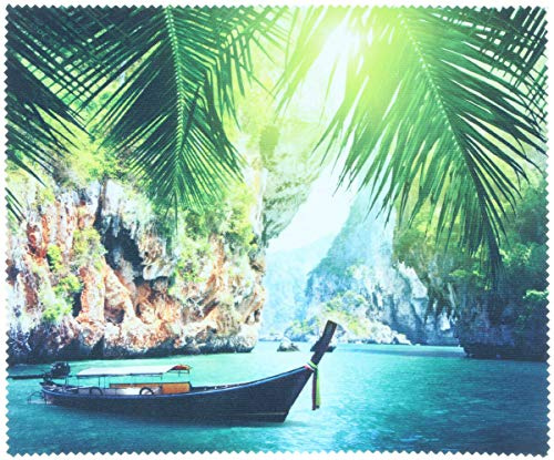 Motiv - Microfasertuch mitHolidays - Brillenputztuch - 15x18cm (V Holidays - Boot)