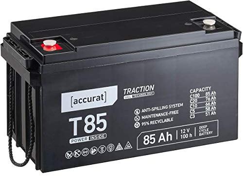 Accurat Traction T85 GEL 12V 85Ah Versorgungsbatterie Wohnmobil Solar USV | Vielfältige Einsatzbereiche, Optimierte Lebensdauer, Wartungsfreier Betrieb, Zyklenfestigkeit