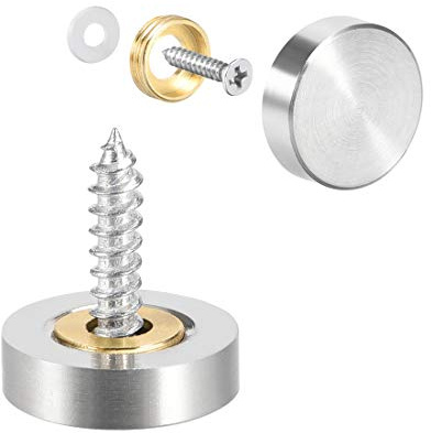 sourcing map 8Stk. Spiegelschrauben Dekorative Kappen 18mm x 5mm | Abdecknägel Panelschrauben Spiegel Schrauben, Gebürsteter Edelstahl