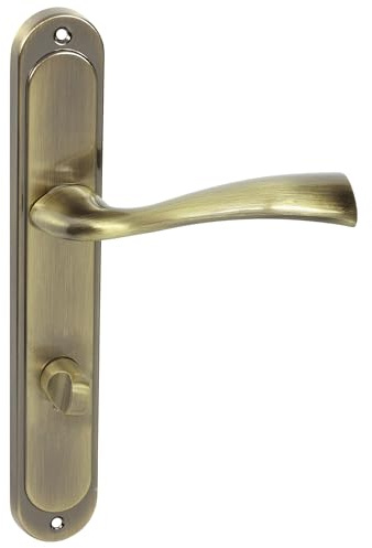 domino Türgriff 78 Drückergarnitur WC - Badezimmer Set Links & Rechts Türbeschlag für WC/Badezimmertüren L-Form Türbeschläge aus Aluminium Bronze Türdrückergarnitur FLY M3
