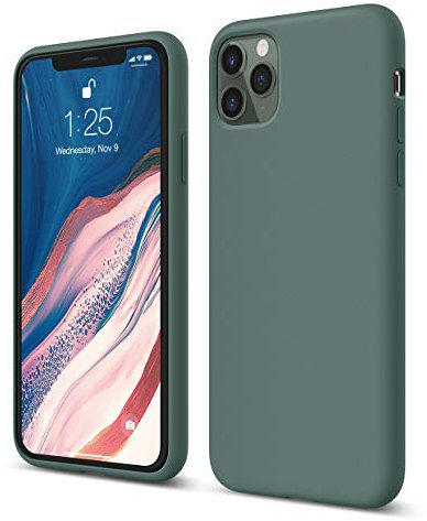 elago Liquid Silicone Case Kompatibel mit iPhone 11 Pro Max Hülle (6,5), Silikon Handyhülle, Rundumschutz : 3-Layer Schutzhülle (Nachtgrün)