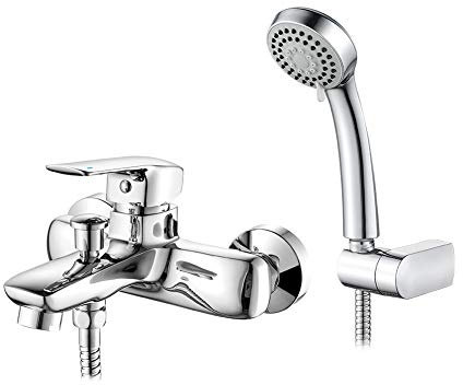 Ibergrif M13025-Nimes, Conjunto de Grifo para Bañera, Mezclador de Baño-Ducha Monomando para Instalación en Pared, Cromo