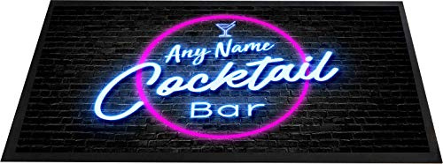 Personalisierbare Cocktail-Barläufer – für Zuhause, Bar, Kneipe, Geschenk, Neon-Lichteffekt-Druck