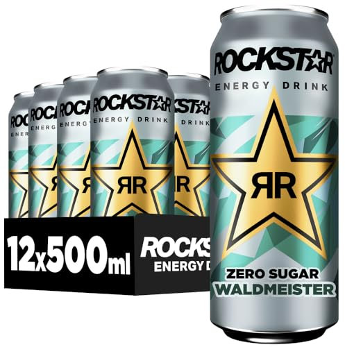 Rockstar Energy Drink Waldmeister Geschmack - Koffeinhaltiges Erfrischungsgetränk für den Energie Kick, EINWEG (12 x 500ml)