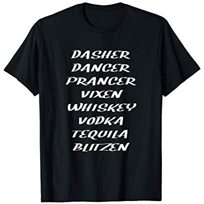 Santa's Reindeer Whiskey Vodka Tequila Christmas Drinking Camiseta