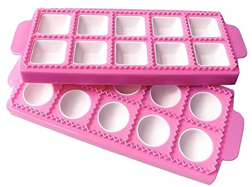 ZHOUHON Stampo per ravioli, stampo per won tono/stampo per won tono, 10 pezzi per pasta e pasta pressione (rosa, 26,5 x 10,5 x 2 cm) *2