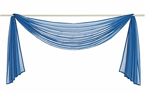 Ricemru Extra Lang Querbehang Freihanddeko Saphir Blau Vorhangschal Transparentem Voile Querbehang Gardine Schals Hochzeit Bogen Dekoration Wohnzimmer Schlafzimmer,140x300cm
