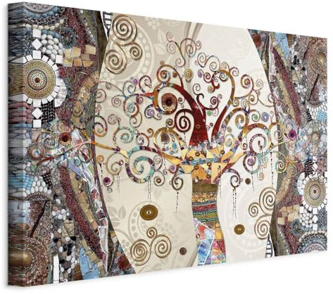 murando - Quadro Moderno Acustico Soggiorno, Gustav Klimt Albero, 120x80 cm | Chiodi Inclusi, 1 Pezzo, Pannelli Fonoassorbenti Decorativi, Protegge da Rumori, Produzione Europea