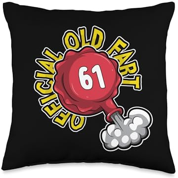 61st Birthday Official Old Fart Funny Red Whopee Cushion Throw Pillow