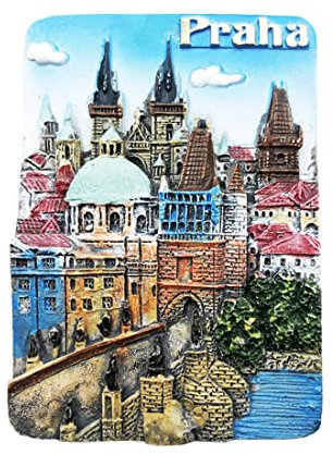 Kühlschrankmagnet in Prag, Tschechische Republik, Reise-Souvenir, 3D-Kühlschrankdekoration, Magnetaufkleber, handbemalt, Bastel-Kollektion