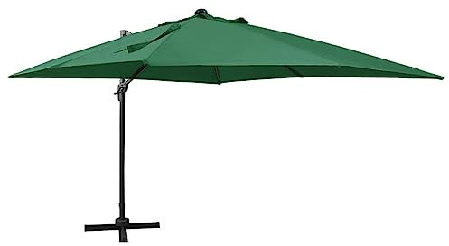 CIADAZ Ampelschirm mit Mast, Balkon Sonnenschirm, Marktschirm, Garten, Balkon Schirm, Sonnen Schirme, Balkonschirm, und Leuchten Grün 300 cm