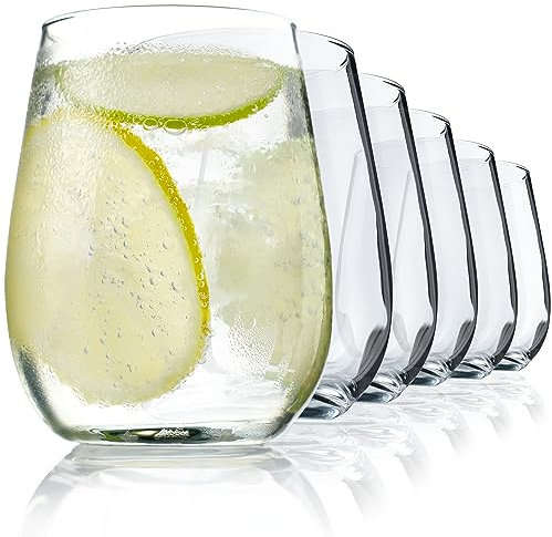 KADAX Patricia - Vasos de agua (360 ml, cristal transparente, universales, ovalados, para agua, zumo, bebidas, café, 6 x 360 ml)