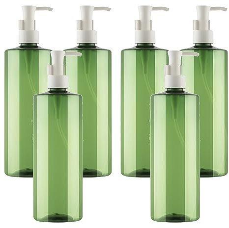 BPZXL 6 pièces 500ml Vert flacons vides en Plastique, Flacon Vide Pompe Cosmétique Bouteilles pour Savon Gel Huile Essentielle Lotion Cosmétique