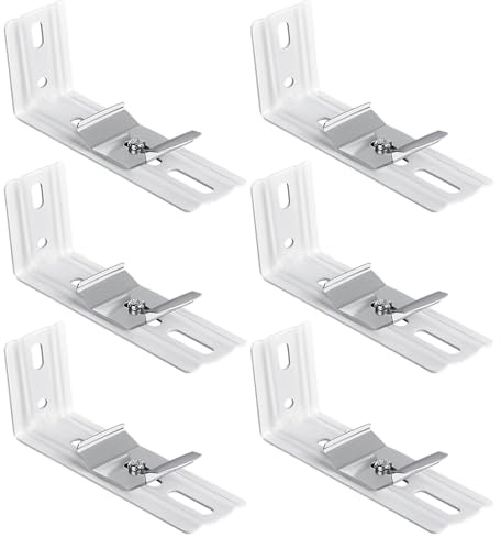 6 Pcs Vertical Blinds L Bracket Vertical Blind Wall Mount with Headrail 1-1/2 C Clamp Brackets 4 Outside Mounting Bracket Clips Vertical Blind Top Code Mounting (Silver)