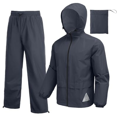 COOFANDY Mens Hunting Rain Suit Waterproof Breathable Lightweight 2 Pieces Rainwear