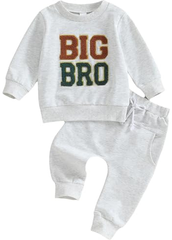 Winmany Tenues assorties pour frères Big Bro, sweat-shirt, pantalon, ensemble de grenouillères à manches longues pour garçons, automne, hiver, printemps
