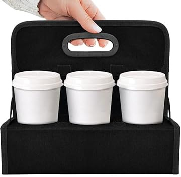 Boczif Tasse Caddy Tragbarer Getränketräger oder Dosen Wiederverwendbar, Becherhalter mit Griff, Tragen Sie Kaffee, Wein, Cocktails, sichert Getränke - für Lieferung und zum Mitnehmen (schwarz)