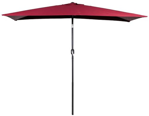 Parasol de Balcon Rectangulaire, Demi-Parasol de Terrasse en Acier 250 X 130 cm, Parasol de Marché avec 5 Baleines, Manivelle, Protection UV, Rouge