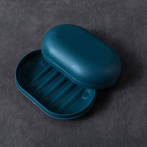KMOCEPLY Porte-savon portable de voyage avec couvercle, boîte étanche savon (bleu B)