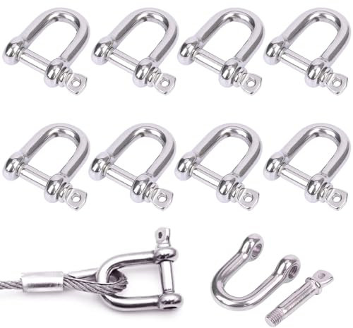 Fine jade2 10 pezzi M6 Grillo in acciaio inox 304 Grillo di ancoraggio, serratura a D anello per sartiame fune in acciaio, cordoncini