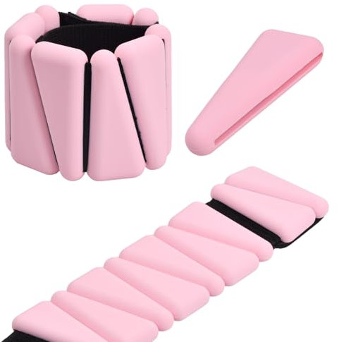 2 Stück Knöchelgewichte, je 0,5 kg, Handgelenkgewichte für Damen, Herren, Kinder, verstellbares Kugellager-Armband, Silikon-gewichtete Arm-Beingurte, Armreifen, schweres Fitness-Armband für Yoga,