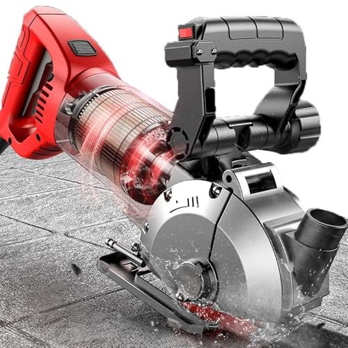 YhsPkh 8280w Electric Wall Chaser W/Carry Box + 5 PCS Saw Blades(133mm), Wall Groove Cutting Machine, 42mm Cutting Width/45mm Cutting Depth, For Brick, Granite, Marble, Concrete