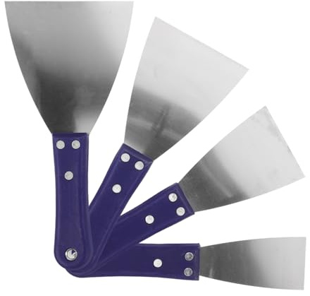 SEWOART 4pezzi Raschietti Inossidabile Per Intonaco e Pulizia Spatole Multifunzionali Per Stucco Vernice Decalcomanie e Riparazioni Murali Manici Ergonomici