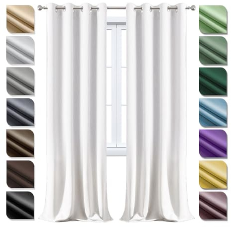 Ziligengsheng Verdunklungs Vorhänge mit ösen 1er Set183×117cm(HXB), Thermovorhang Hitzeschutz, LäRmschutzvorhang, Vorhänge Lichtundurchlässige, Vorhänge Schlafzimmer, für Schlafzimmer Wohnzimmer Weiß