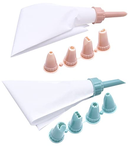 Amosfun Juego De 4 Mangas Pasteleras Y Boquillas Reutilizables Manga Pastelera para Glaseado Herramientas De Decoración De Pasteles Fáciles De Montar.