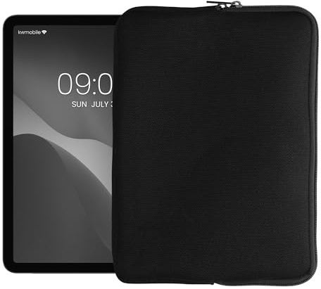 kwmobile fodral kompatibelt med 9,7-11 tum surfplatta fodral – surfplattefodral – skyddande duk 25,5 x 18,1 cm – svart