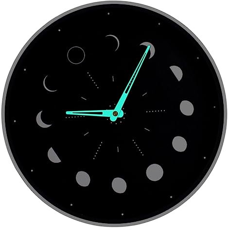 PRETYZOOM Reloj De Pared Silencioso Reloj Decorativo Luz Lunar para Dormitorio Sin Pilas