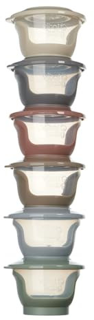 Vital Baby Nourish Store & Wean Food Pots 60ml, Leakproof, Stackable, Soft Base, EarthSmart Biodegradable, Fridge & Freezer Safe, BPA-Free, 4m+, 6 Pack