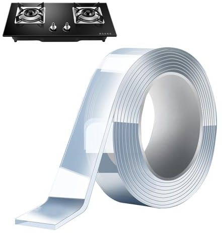 Nastro adesivo doppio resistente – Rotolo trasparente, nastro di montaggio impermeabile rimovibile e tagliabile, ideale per legno, pareti, piastrelle, ceramica, forte adesione per progetti artistici