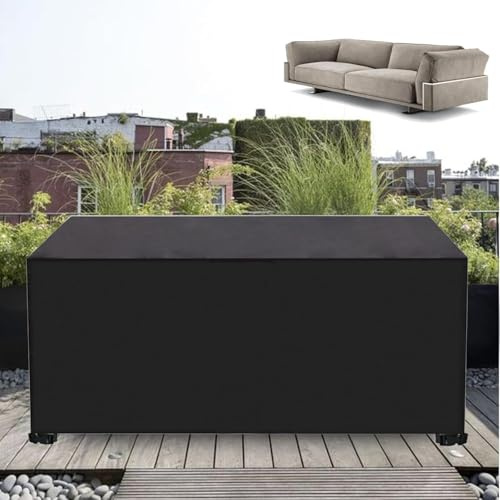 AEUUEU Bache Salon de Jardin Exterieur Impermeable 180x100x80cm/LxWxH Housse de Protection Salon de Jardin, 600D Oxford Housse de Table de Jardin avec Boucle Coupe Vent, Résistance Anti-UV, Noir