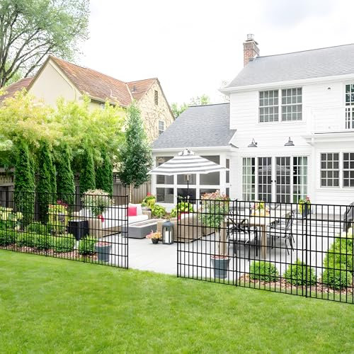 ARIFARO Decorative Garden Fence 5 Panels Total Length 3.5m (81cm High x 71cm Wide) No Dig Animal Barrier Fencing, Pet Fence Rustproof Metal Wire Panel Border for Rabbits, Yard, Patio