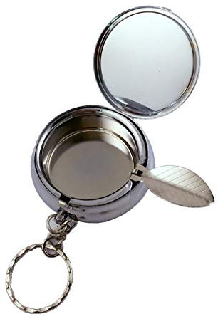 Morain Tragbarer Taschenaschenbecher Schlüsselanhänger Auto Schlüsselanhänger Edelstahl Anhänger für Schlüsselanhänger Outdoor Halter, silber, 1.56x1.56in