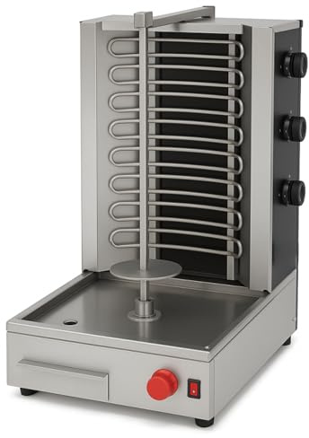 Machine à Kebab Professionnelle 3 Brûleurs - 9900W - Température Réglable - Inox - Gyros/Shawarma