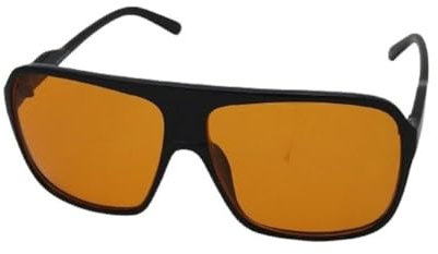 London Design Big Oversized Pilot Sunglasses, Black Frame, Orange See Through Lenses,1970s Retro Fashion,Men's,Women's, Unisex