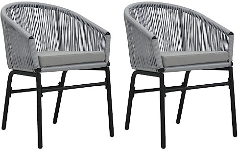XINCXIN Gartenstühle 2 STK., Chair Gartensessel Stühle Korbsessel Geeignet für Balcony Terrace Garden Pool Anthrazit PE-Rattan