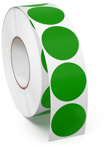 Meitaat 1000 Stk Grüne Runde Aufkleber 25 mm Klebepunkte Punktaufkleber | Markierungspunkte, Kleine Etiketten Rolle, Vinyl, Wasserfeste Sticker Für Sortieren, Aufräumen, Dekoration und DIY