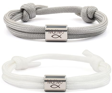 2 Pièce Bracelet Paracorde 2mm et Argent 925, Bracelet magnétique pour homme - Bracelet corde pour homme, Bijou Homme ou Femme Ajustable