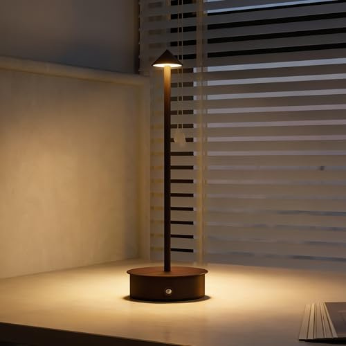 HOMCOM Lampada da Tavolo Ricaricabile con USB, Lampada Senza Filo con Temperatura del Colore Regolabile 3000K/4500K/6000K, Controllo Touch, Autonomia 4-8 Ore, Caffè