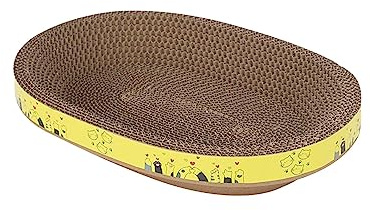 Griffoir pour Chat en Carton Ondulé XXL, Lit à Gratter Forme de Bol, Tapis Anti-Griffures Résistant Protège Meubles- Ovale XXL