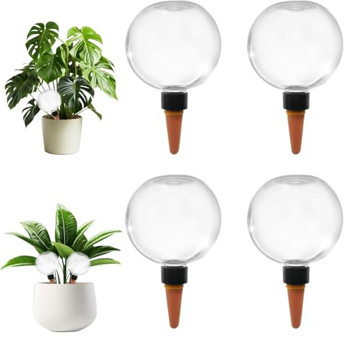 Xstary 4 stycken 500 ml bevattningskulor, vattendispenser växter, bevattning inomhusväxter, transparent design, lämplig för inomhus, utomhus, balkong och trädgård, för växter i jord