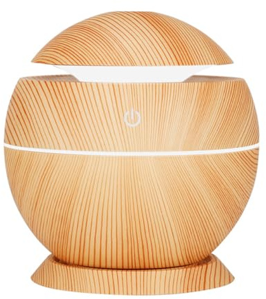 DOITOOL Mini Humidificador de Aire USB para Oficina y Dormitorio, Difusor de Aire de 130 Ml en Madera Clara, Humidificador de Mesa Portátil y Silencioso para Coche y Hogar
