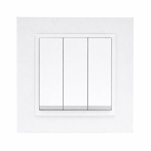 ILUMINASHOP ® Mecanismo pared Empotrable con Marco, 100-250V AC, Mecanismo Eléctrico 85x85mm, Fácil Instalación, Fácil de Limpiar (Interruptor Simple Triple, Blanco PC)