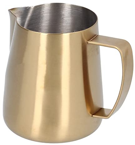 Bricco Schiumatore Latte Acciaio Inox 304, 400ml, Colore Oro, Design Cigno - Resistente E Antiruggine, Beccuccio Antigoccia, Ideale Per Uso Domestico